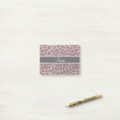 Aangepaste naam lichtroze glitter leopard print post-it® notes (Op bureau)