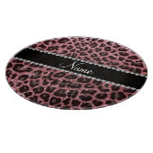 Aangepaste naam lichtroze glitter leopard print snijplank (Hoek)