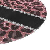 Aangepaste naam lichtroze glitter leopard print snijplank (Hoek)