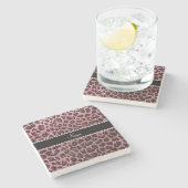 Aangepaste naam lichtroze glitter leopard print stenen onderzetter (Zijkant)