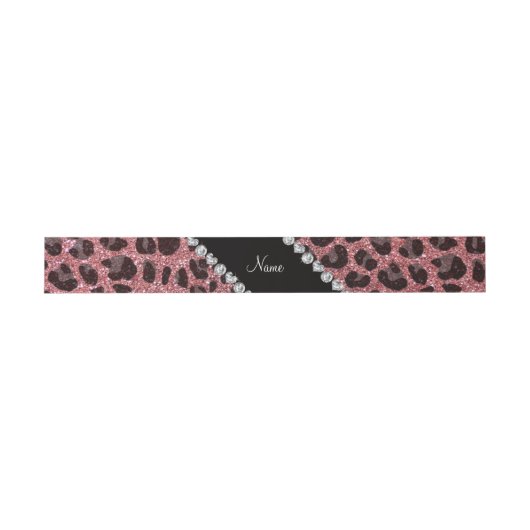 Aangepaste naam lichtroze glitter leopard print uitnodigingen wikkel (Vlak)