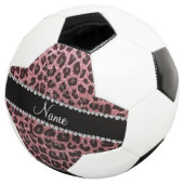 Aangepaste naam lichtroze glitter leopard print voetbal (Drie kwart)