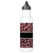 Aangepaste naam lichtroze glitter leopard print waterfles  (Links)