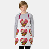 Aangepaste Naam Liefde Harten Bloemen Monogram Schort (Gedragen)