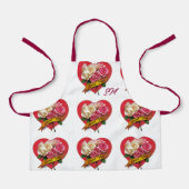 Aangepaste Naam Liefde Harten Bloemen Monogram Schort (Voorkant)