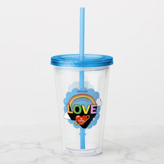Aangepaste naam "Liefde is Liefde" Acryl Drinkbeker (Voorkant)