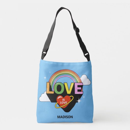 Aangepaste naam "Liefde is Liefde" Crossbody Tas (Achterkant)