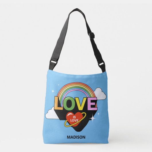 Aangepaste naam "Liefde is Liefde" Crossbody Tas (Voorkant)