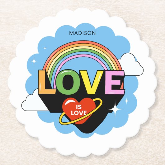 Aangepaste naam "Liefde is Liefde" Kartonnen Onderzetters (Voorkant)