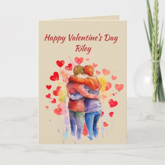 Aangepaste naam Liefde Schattige Non-Gender Hearts Feestdagen Kaart (Voorkant)