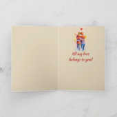 Aangepaste naam Liefde Schattige Non-Gender Hearts Feestdagen Kaart (Binnen)