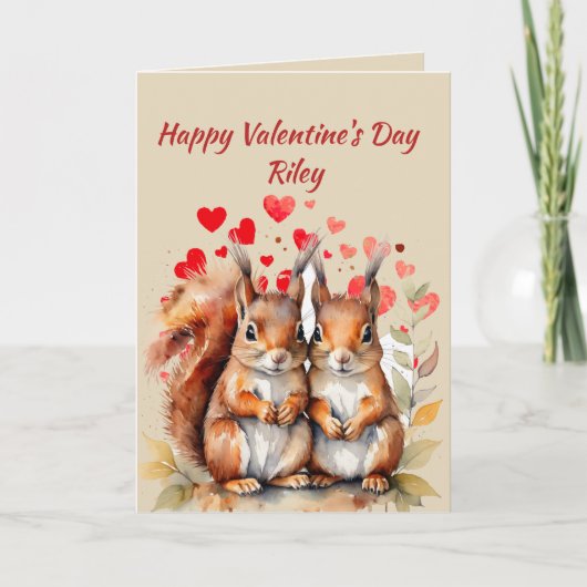 Aangepaste Naam Liefde Schattigee Eekhoorns Dierli Feestdagen Kaart (Voorkant)