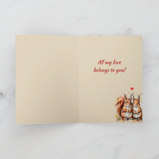 Aangepaste Naam Liefde Schattigee Eekhoorns Dierli Feestdagen Kaart (Binnen)