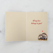 Aangepaste Naam Liefde Schattigee Hedgehog Animal  Feestdagen Kaart (Binnen)