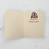 Aangepaste naam Liefde Schattigee Pinguïns Harten Feestdagen Kaart (Binnen)