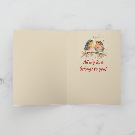 Aangepaste naam Liefde Schattigee Tortelduifjes Ro Feestdagen Kaart (Binnen)