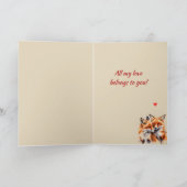 Aangepaste Naam Liefde Schattigee Vossen Dierlijke Feestdagen Kaart (Binnen)