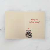 Aangepaste Naam Liefde Schattigee Wasbeer Dierlijk Feestdagen Kaart (Binnen)