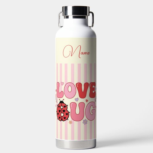 Aangepaste naam Liefdeskever Valentijnsdag Lievehe Waterfles (Voorkant)
