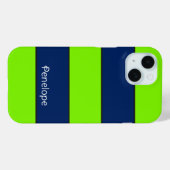 Aangepaste naam Lime Green Donkerblauwe strepen Case-Mate iPhone Case (Achterkant (horizontaal))