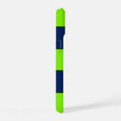 Aangepaste naam Lime Green Donkerblauwe strepen iPhone 15 Case (Rechterkant)