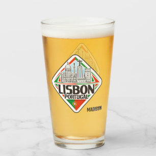 Aangepaste naam Lissabon Portugal Glas