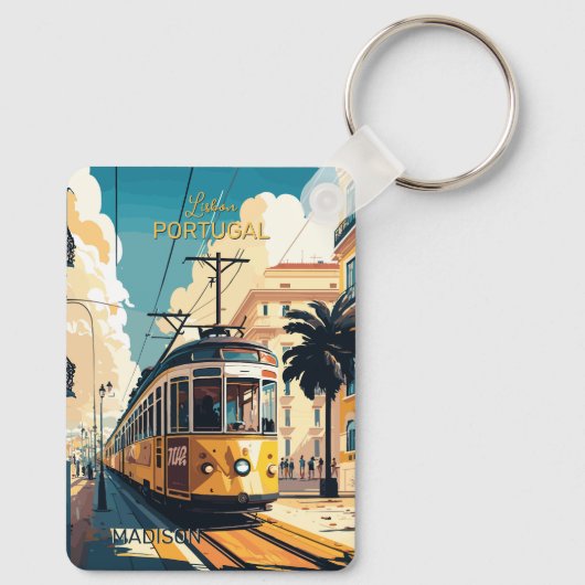 Aangepaste naam Lissabon Portugal Sleutelhanger (Achterkant)