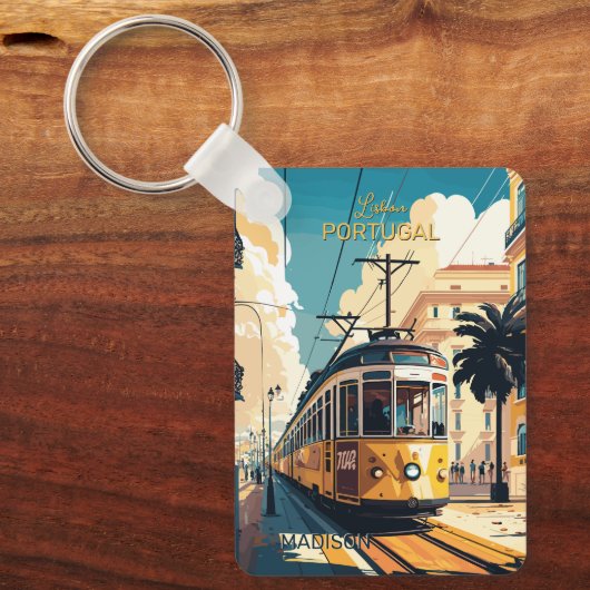 Aangepaste naam Lissabon Portugal Sleutelhanger (Voorkant)
