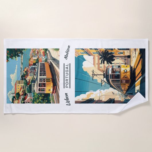 Aangepaste naam Lissabon Portugal Strandlaken (Voorkant)