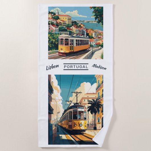 Aangepaste naam Lissabon Portugal Strandlaken (Voorkant)