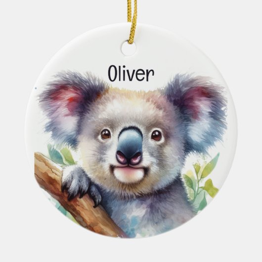 Aangepaste naam Little Koala Beer Australisch dier Keramisch Ornament (Voorkant)