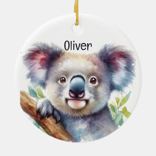 Aangepaste naam Little Koala Beer Australisch dier Keramisch Ornament (Achterkant)