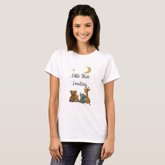 Aangepaste naam "Little Star Loading" Mom-to-be T-shirt (Voorkant volledig)
