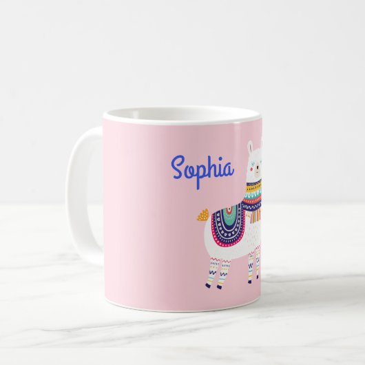 Aangepaste naam Llama Cute Koffiemok (Voorkant links)