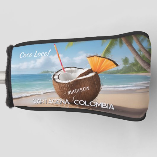 Aangepaste naam & locatie Coco Loco Golfheadcover (Voorkant)