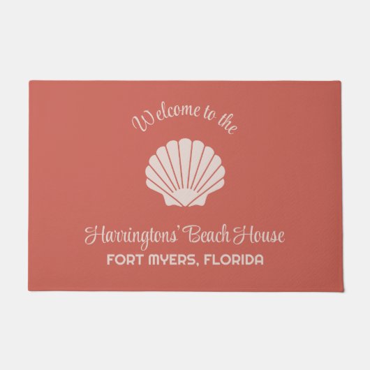 Aangepaste naam, locatie en kleur Seashell Deurmat (Voorkant)