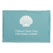 Aangepaste naam, locatie en kleur Seashell Kussensloop (Achterkant)