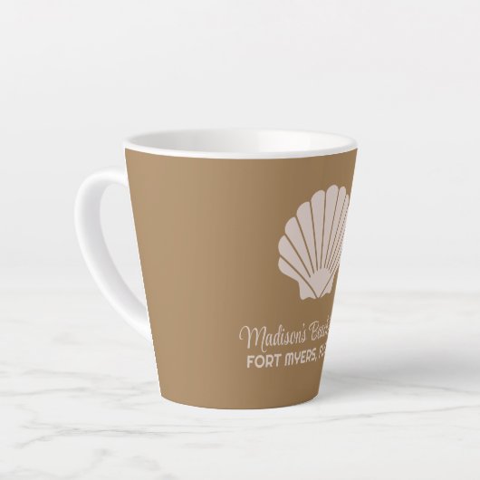 Aangepaste naam, locatie en kleur Seashell Latte Mok (Linkerhoek)