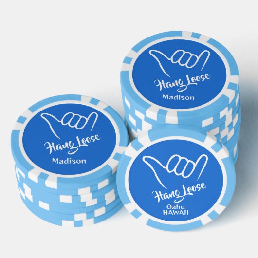 Aangepaste naam, locatie en kleur Shaka Poker Chips (Opstapeling)