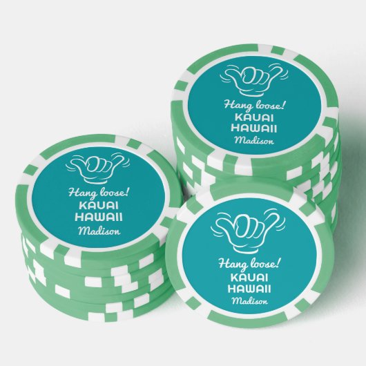 Aangepaste naam, locatie en kleur Shaka Poker Chips (Opstapeling)