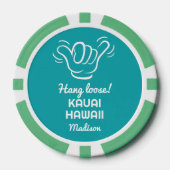 Aangepaste naam, locatie en kleur Shaka Poker Chips (Voorkant)