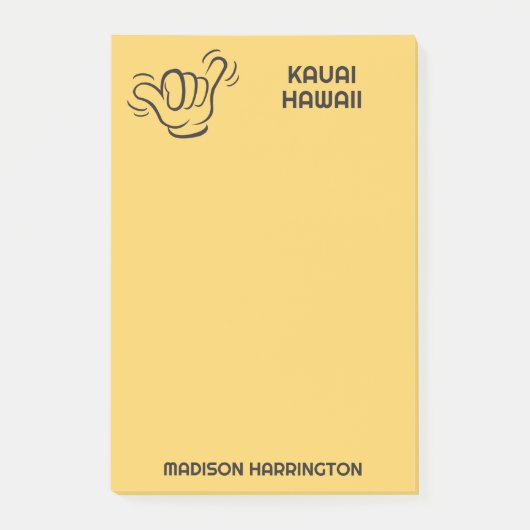 Aangepaste naam, locatie en kleur Shaka Post-it® Notes (Voorkant)