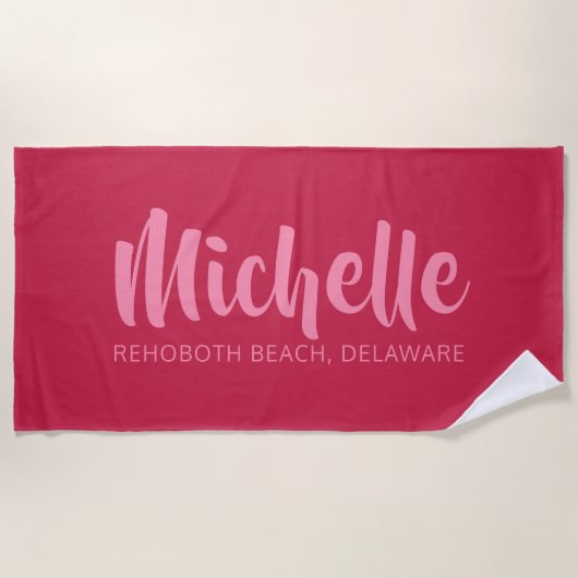 Aangepaste naam, locatie en kleurenhanddoek strandlaken (Voorkant)