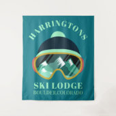 Aangepaste naam & locatie ski-masker wandkleed (Voorkant)
