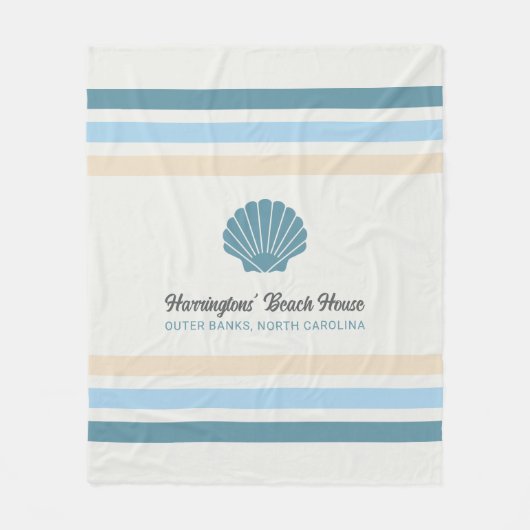Aangepaste Naam & Locatie Strandhuis Fleece Deken (Voorkant)