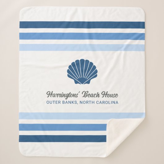 Aangepaste Naam & Locatie Strandhuis Sherpa Deken (Voorkant)