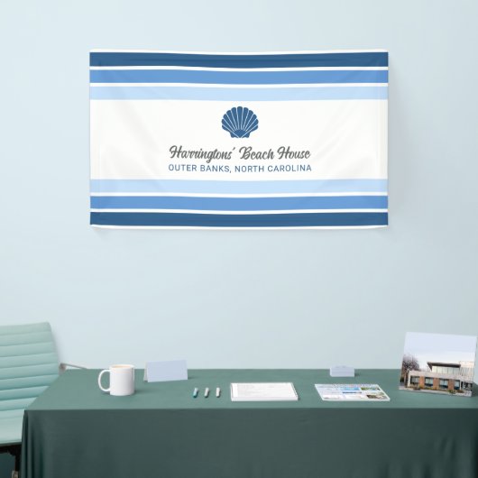 Aangepaste Naam & Locatie Strandhuis Spandoek (Beurs)