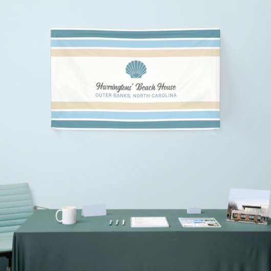 Aangepaste Naam & Locatie Strandhuis Spandoek (Beurs)