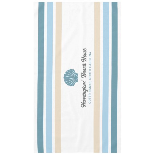 Aangepaste Naam & Locatie Strandhuis Tafelkleed (Voorkant)