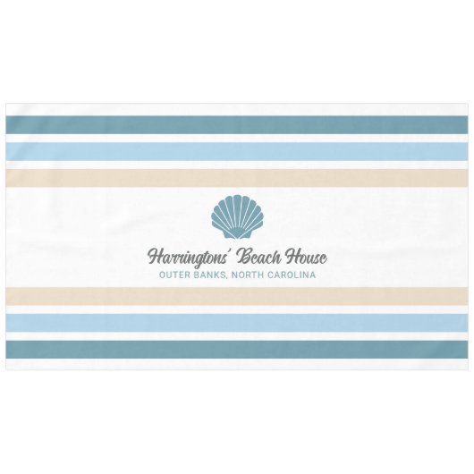 Aangepaste Naam & Locatie Strandhuis Tafelkleed (Voorkant (Horizontaal))